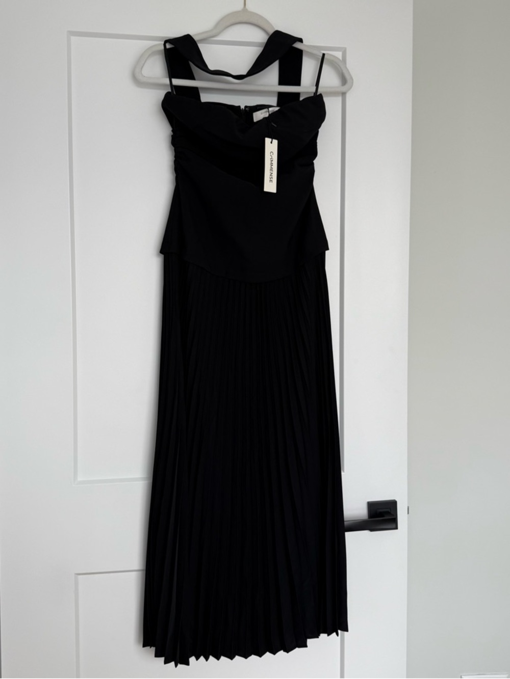Commense Black Pleated Maxi Skirt with Structured Waist - Picture 3 of 5